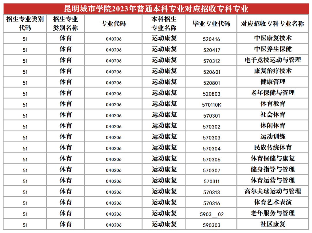 2023年昆明城市學院專升本招生專業