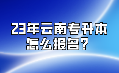 23年云南專升本怎么報名？